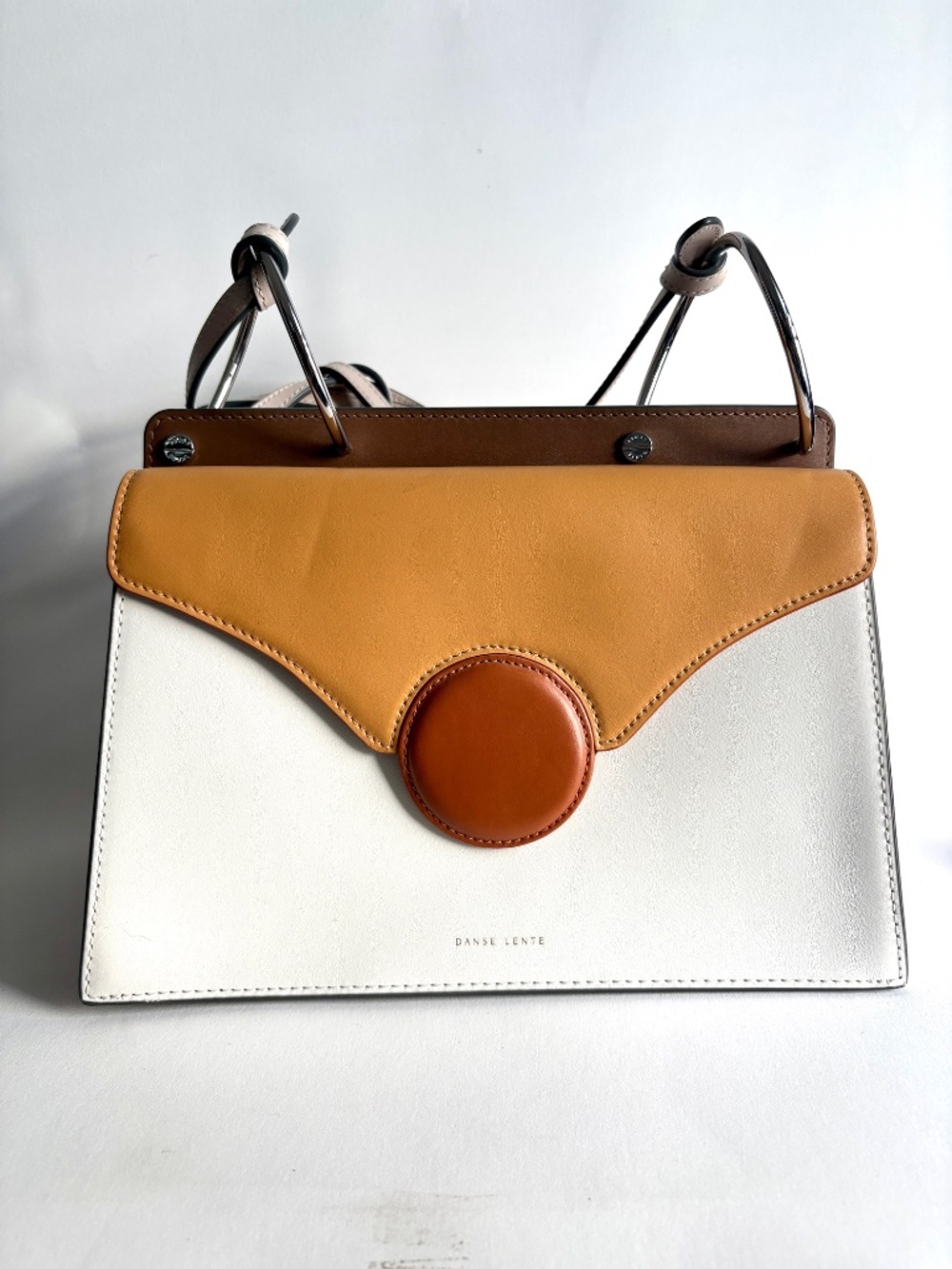 Danse Lente Phoebe Leather Top Handle Bag White Tan Crossbody